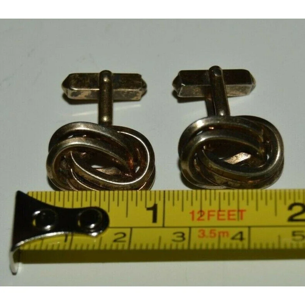 Vintage Swirls Ropes Loops Rings SWANK Mid Century Modern Cuff Links RARE